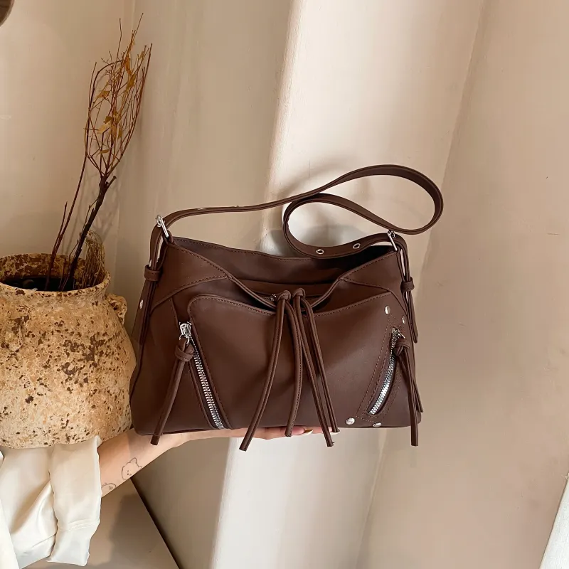 Yalu PU Shoulder Bag Regular Women's Coffee/Black/Khaki-2