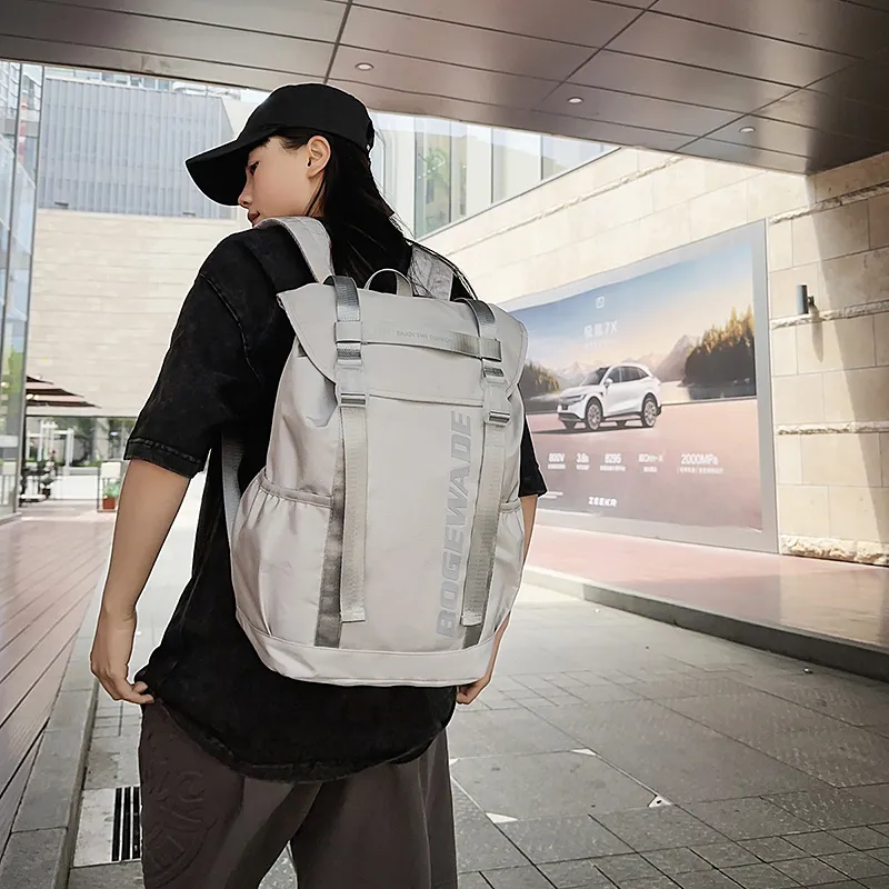 Yalu Nylon Backpack Unisex Light Grey/black/khaki-15