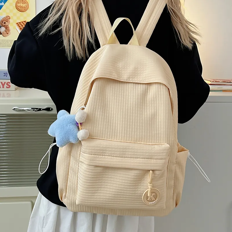 Yalu Polyester Backpack Unisex Pink/White/Yellow/Blue/Green/Black-14