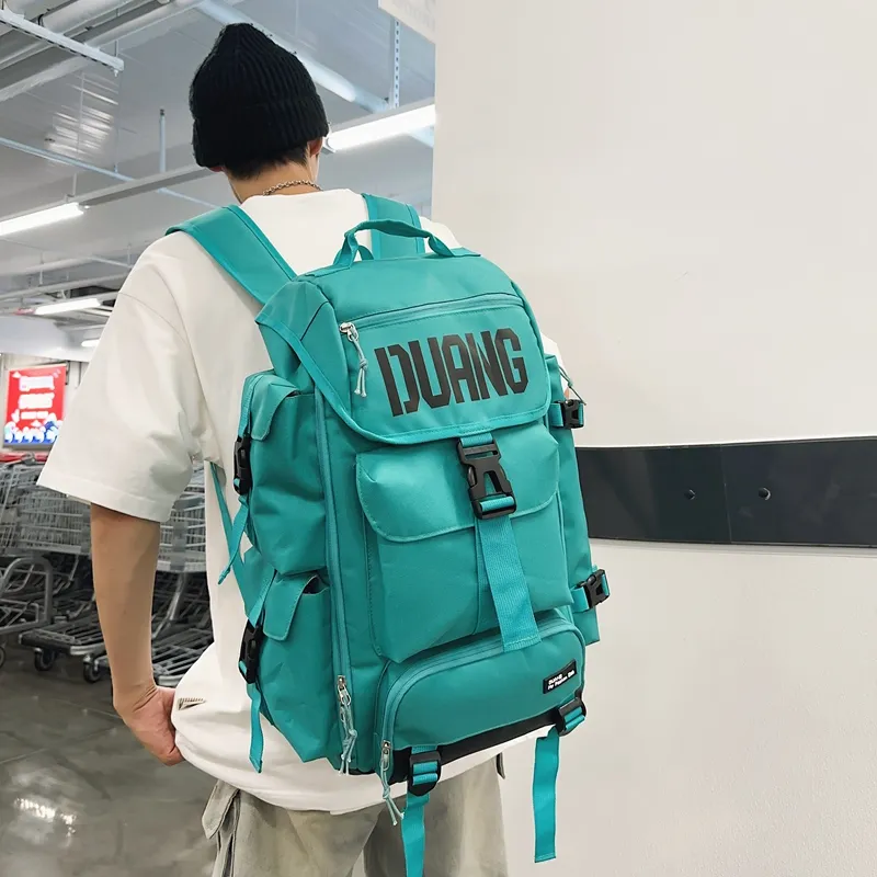Yalu Oxford With Leather Film Backpack Unisex Multicolor-21