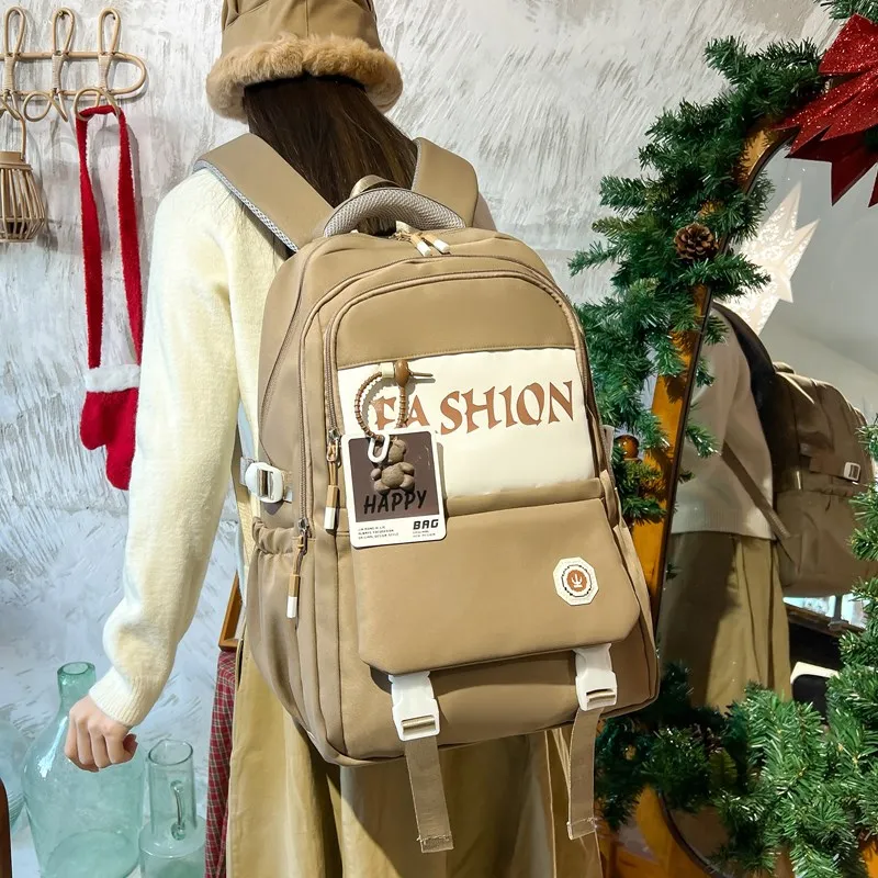 Yalu Nylon Backpack Regular Unisex Gray/Black/Red/Khaki-16