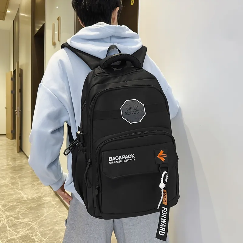 Yalu Nylon School Bag Travel Bag Hiking Backpack Unisex Trendy Khaki/Classic Black/Elegant Gray/Quality Gray Green-13