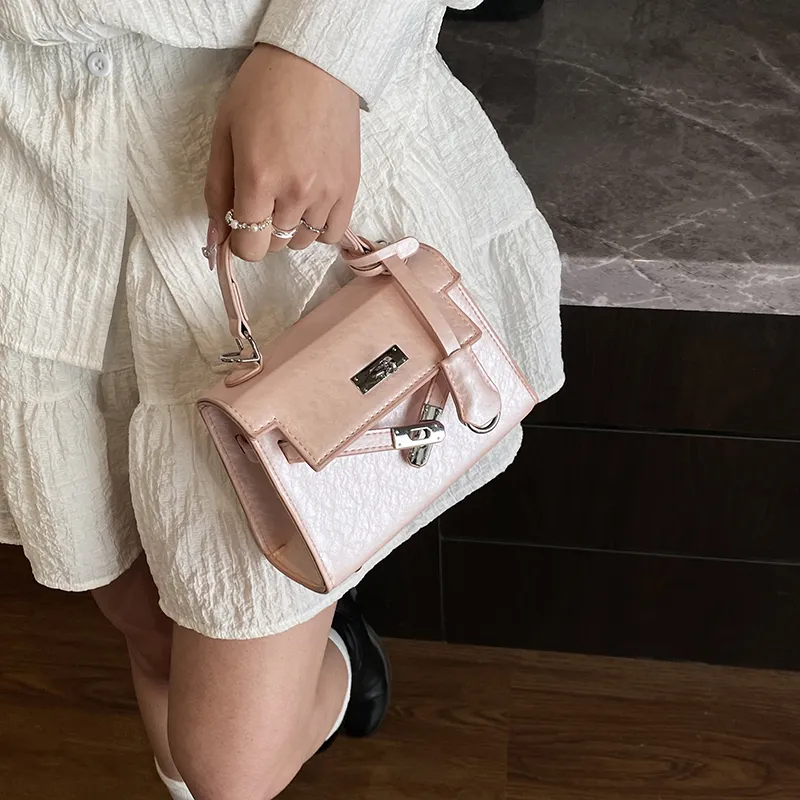 Yalu PU One Shoulder Handbag Women's Black/Ecru/Pink/Silver-17