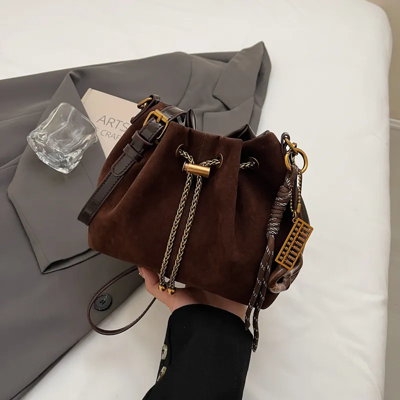 Yalu PU Suede Material Shoulder Bag Regular Women's Multicolor-5