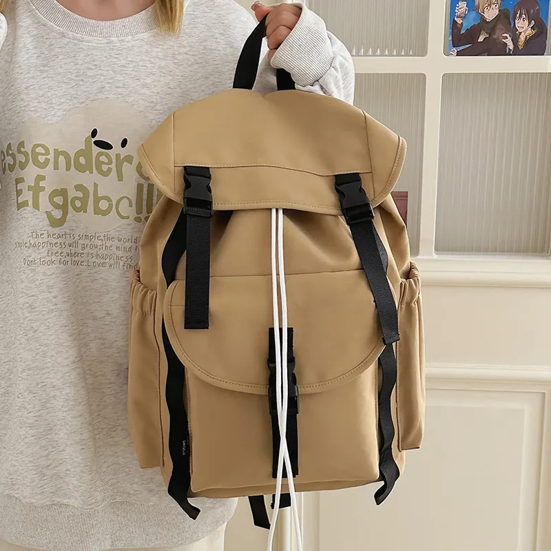 Yalu Nylon Backpack Regular Unisex Green/Khaki/Gray/Black-12