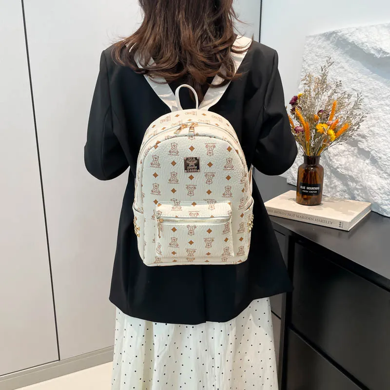 Yalu PU Backpack Regular Unisex Black/Brown/White-16