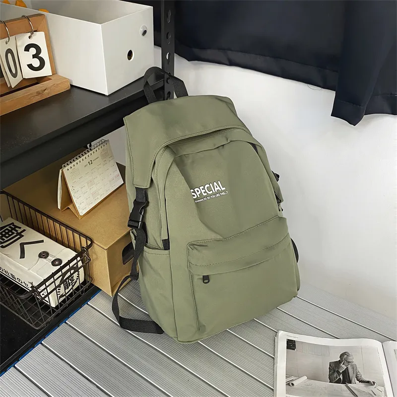 Yalu Nylon Backpack Unisex White/Black/Green/Blue-12