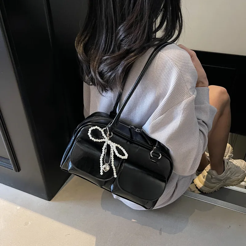 Yalu PU Shoulder Bag Women's Black/Red/Silver/White-5
