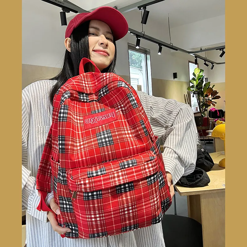 Yalu Nylon Backpack Unisex Red/Green/Blue-5