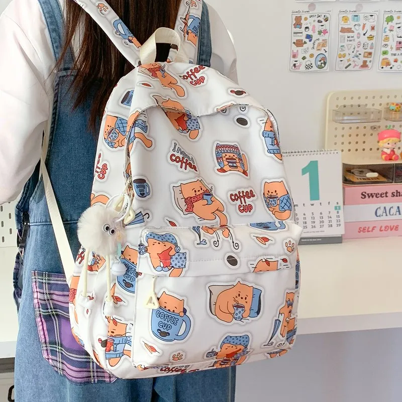Yalu Nylon Fabric Backpack Regular Unisex Multicolor-3