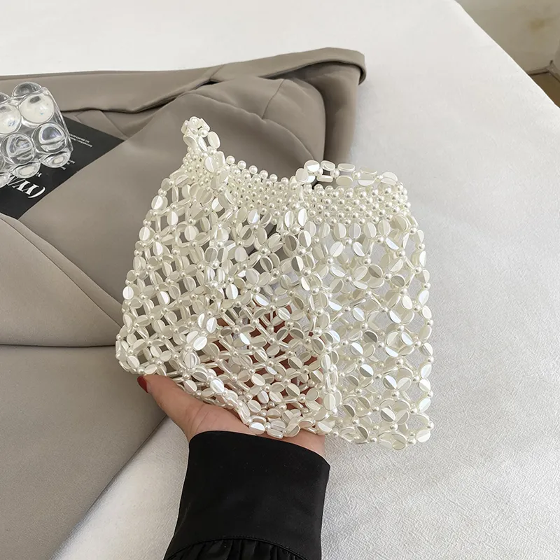 Yalu Acrylic Shoulder Bag Regular Women's White/Silver-5
