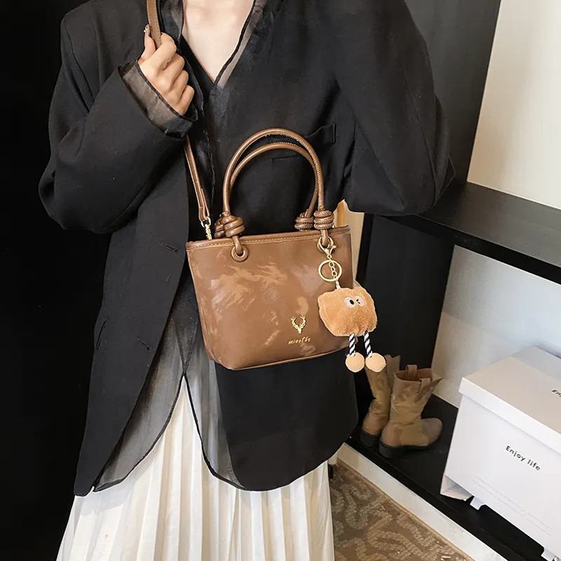 Yalu PU Tote Bag, Shopping Bag, Shoulder Bag, Handbag Regular Women's Black/Beige/Brown-18