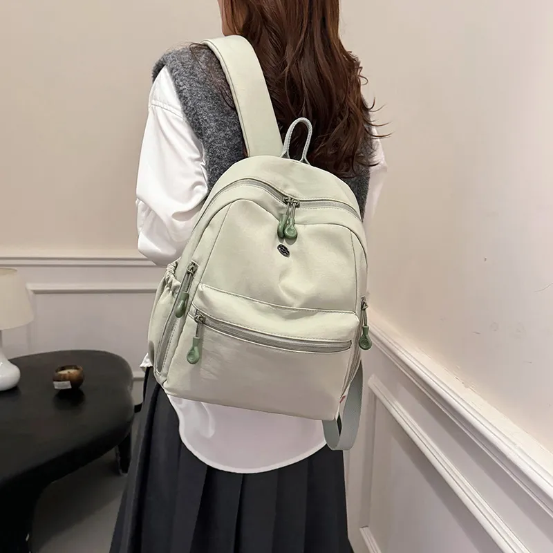 Yalu Oxford Backpack Women's Ivory/Black/Mint Green/Dusty Pink-10