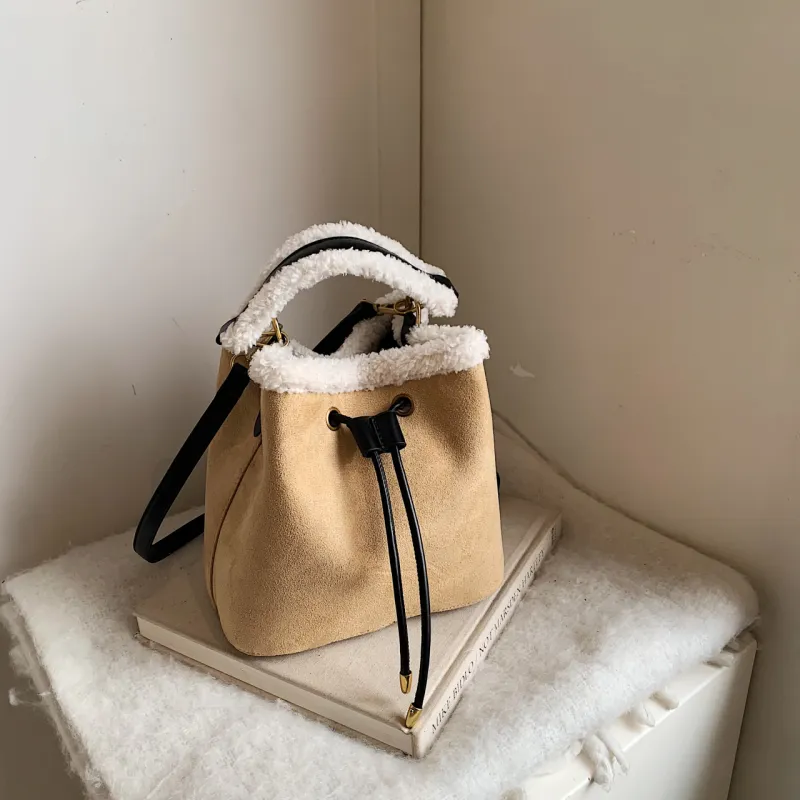 Yalu Suede Handbag Regular Women's Black/Coffee/Pink/Khaki-13