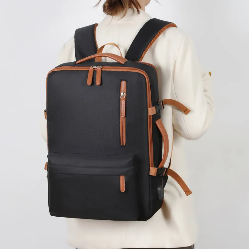 Yalu Oxford Backpack Unisex Ecru/Gray/Black/Pink-7