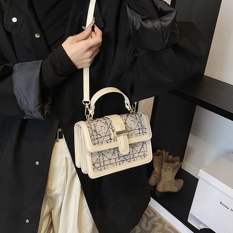 Yalu PU Shoulder Bag, Handbag Regular Women's Black/White-11