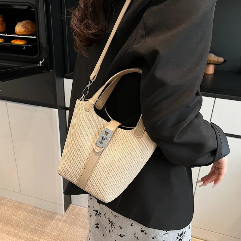 Yalu PU Bucket Bag, Shoulder Bag, Crossbody Bag, Handbag Regular Women's Black/Brown/Khaki/White-18