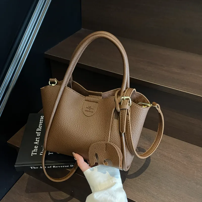 Yalu PU Handbag Women's Black/Ecru/Coffee/Brown/Khaki-31