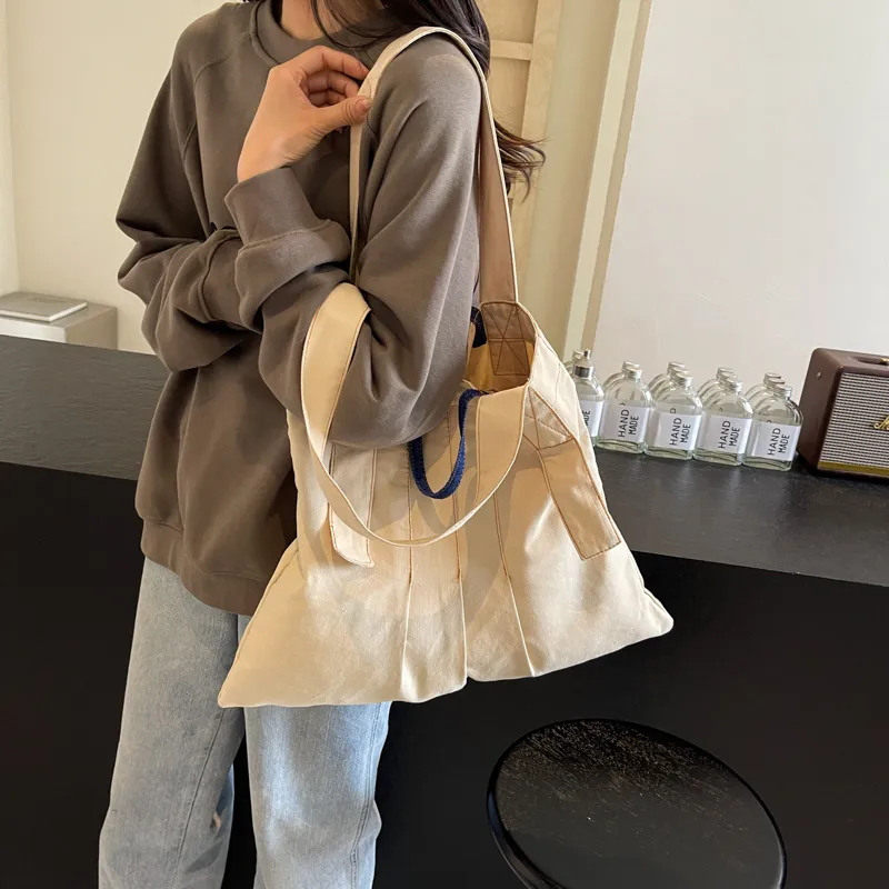 Yalu Fabric One Shoulder Handbag Regular Women's Coffee/Ecru/Gray-12