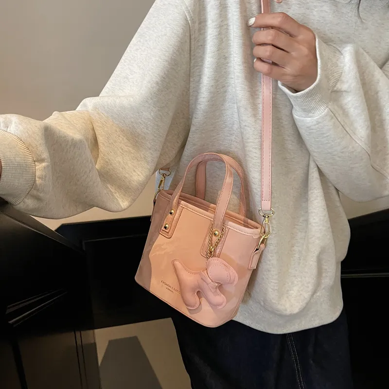 Yalu PU Handbag, Shoulder Bag Regular Women's Ecru/Black/Dark Brown/Pink-4