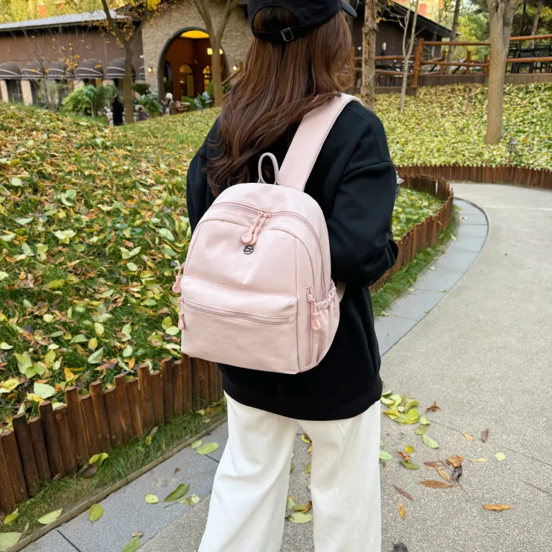 Yalu Oxford Backpack Women's Ivory/Black/Mint Green/Dusty Pink-15