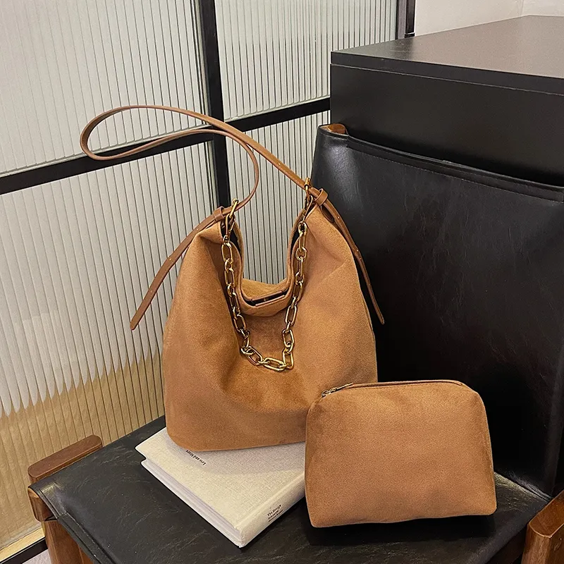 Yalu Suede Material Shoulder Bag Women's Brown/Coffee/Green/Black-15