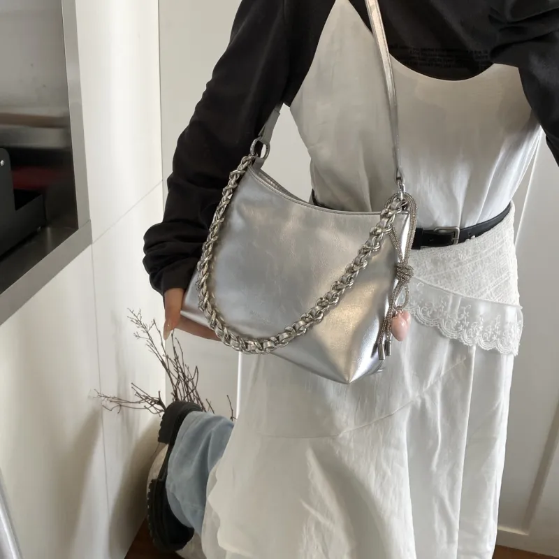 Yalu PU Portable Crossbody Bag, Shoulder Bag Regular Women's White/Silver/Black/Pink-9