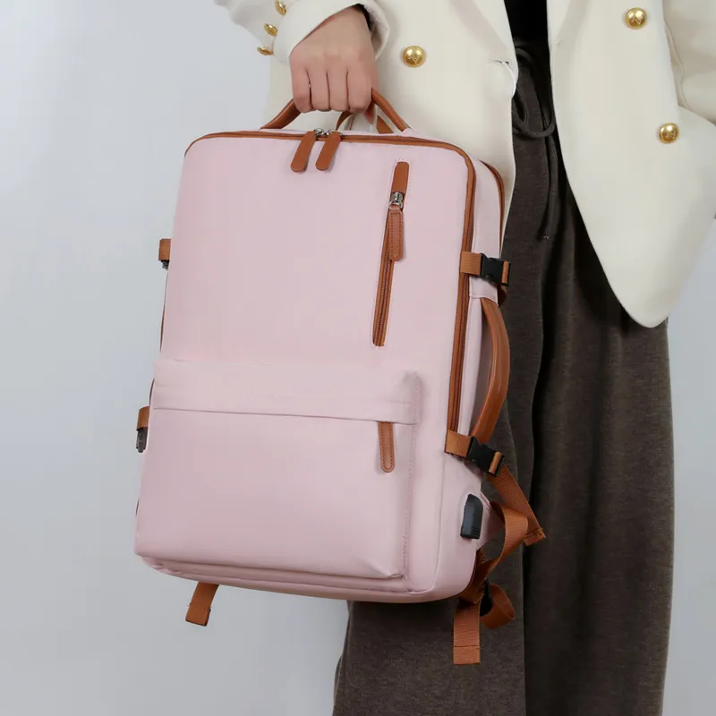 Yalu Oxford Backpack Unisex Ecru/Gray/Black/Pink-13