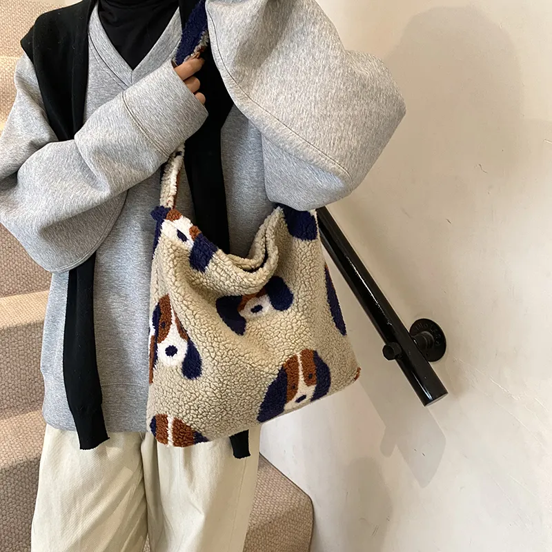Yalu Cotton Shoulder Bag, Handbag Regular Women's Puppy/Plaid-6