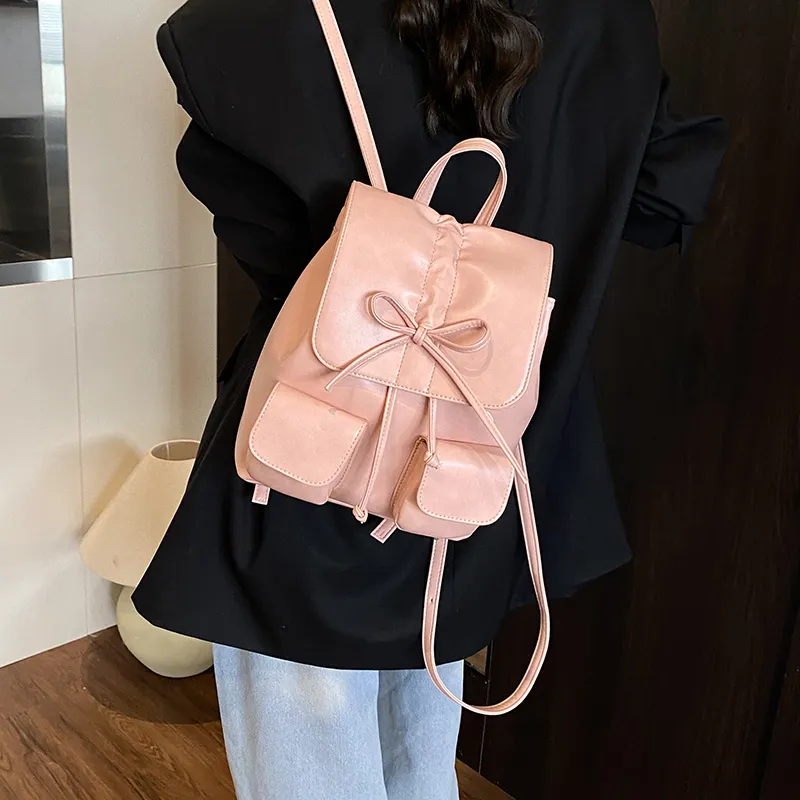 Yalu PU Backpack Women's Pink/Coffee-10