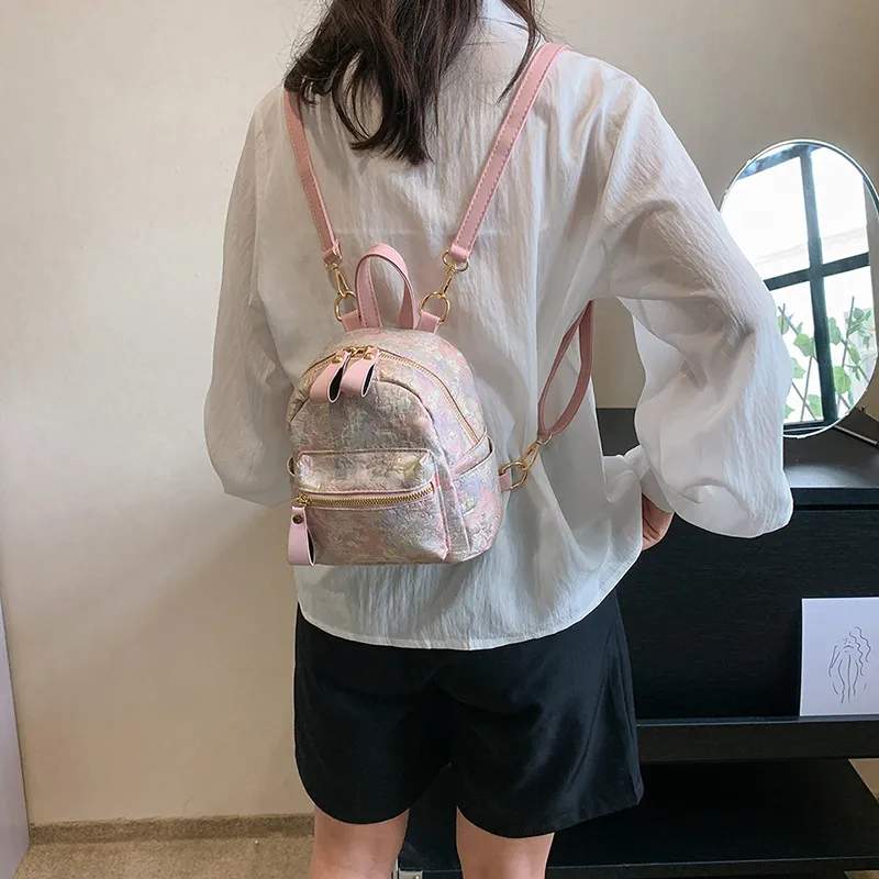 Yalu Canvas Backpack Women's Sky Blue/Pink-12