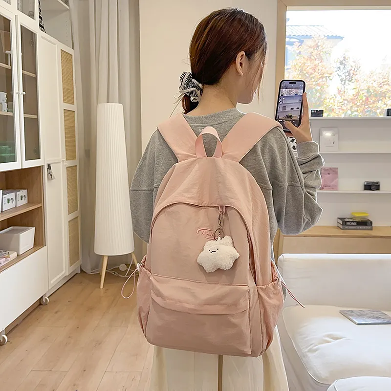 Yalu Nylon Backpack Regular Unisex Pink/Blue/Red/Yellow/Black-18