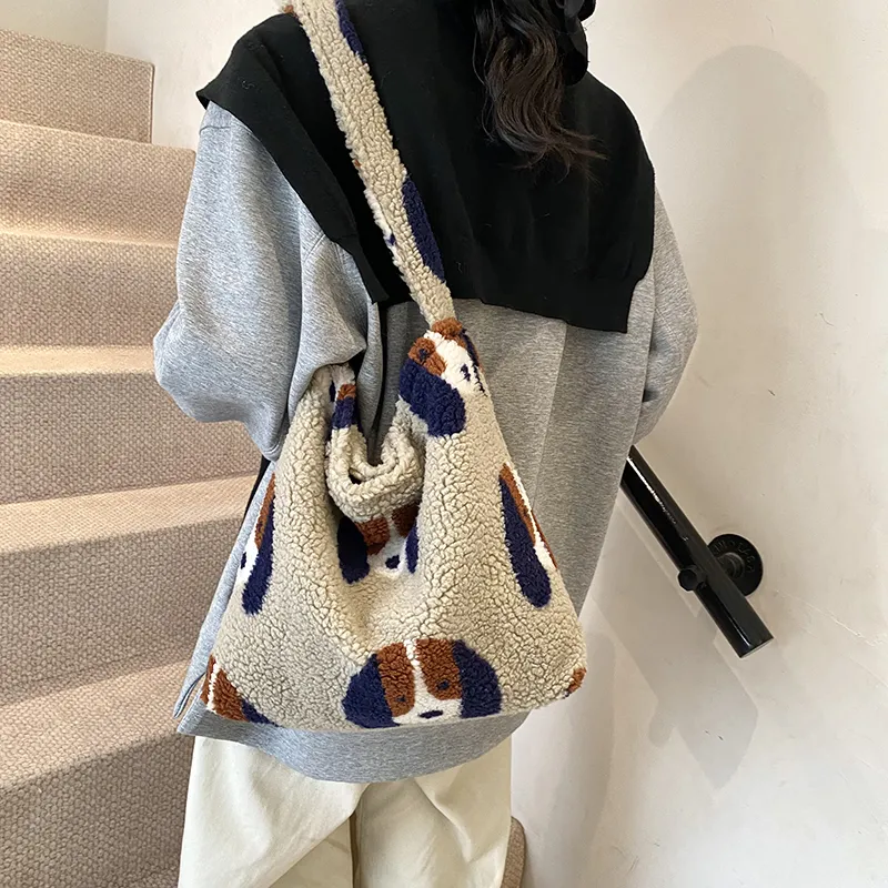Yalu Cotton Shoulder Bag, Handbag Regular Women's Puppy/Plaid-5