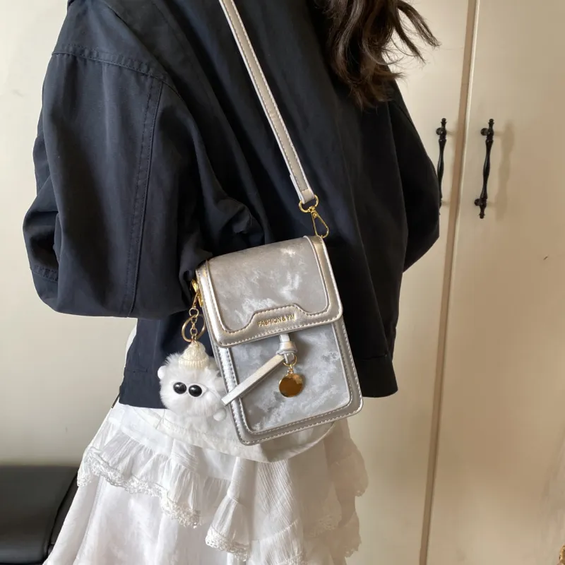Yalu PU Cell Phone Pouch Crossbody Bags Shoulder Bags Regular Women's Black/Silver/Pink/White-11
