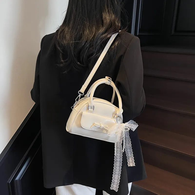 Yalu PU Boston Bag, Shoulder Bag, Crossbody Bag, Handbag Regular Women's Black/Blue/Burgundy/Ecru/Pink-24