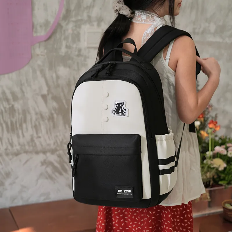 Yalu Nylon Fabric Backpack Regular Unisex Gray/Black/Orange Red/Purple/Khaki/Coffee-5