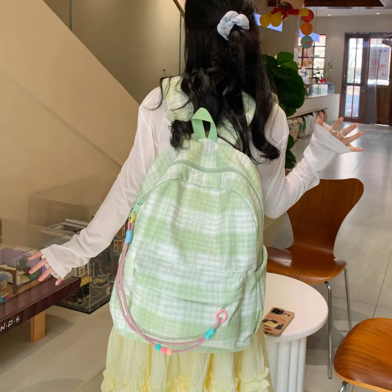 Yalu Corduroy Backpack Women's Pink/Black/Blue/Green-14