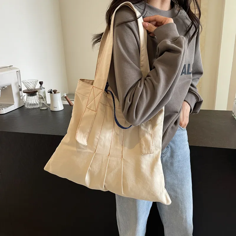 Yalu Fabric One Shoulder Handbag Regular Women's Coffee/Ecru/Gray-9