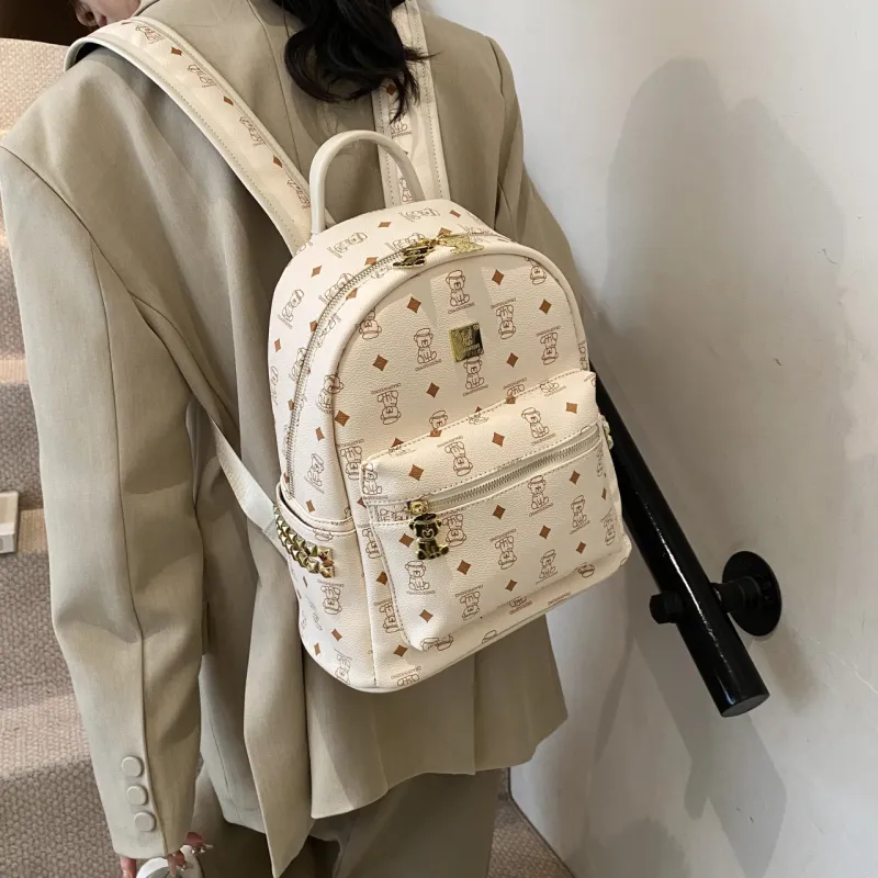 Yalu PU Backpack Tubas Women's Black/White/Brown/Pink-10