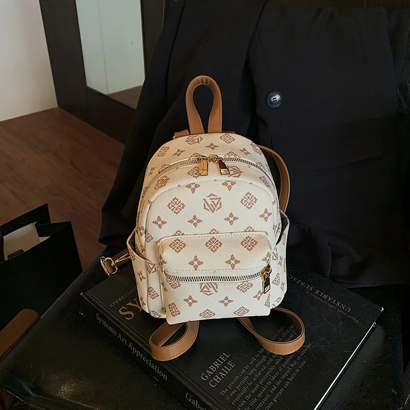 Yalu PU Backpack Women's White/Khaki/Coffee-19