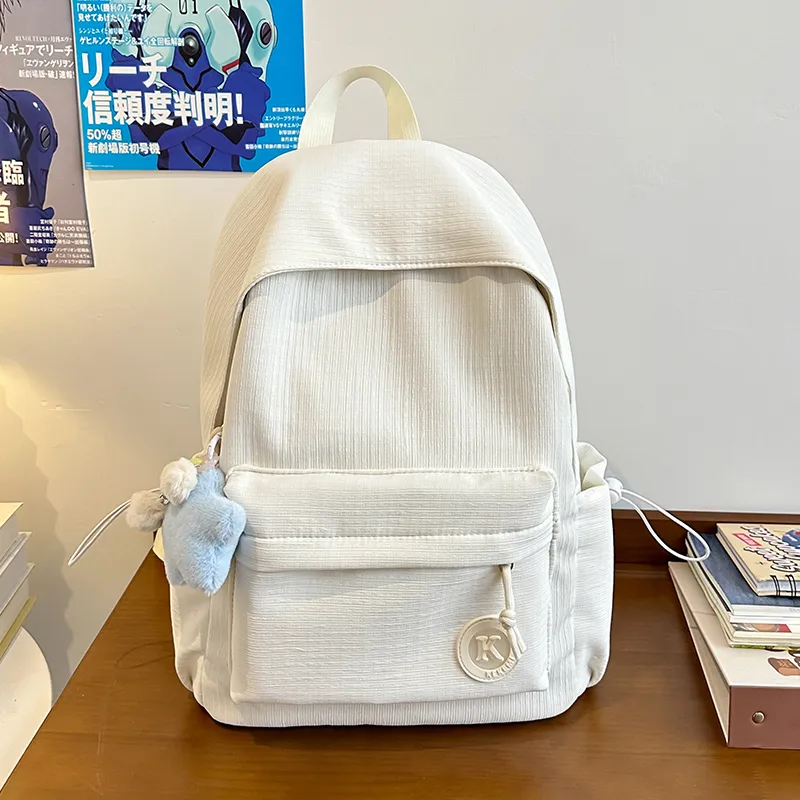 Yalu Polyester Backpack Unisex Pink/White/Yellow/Blue/Green/Black-4