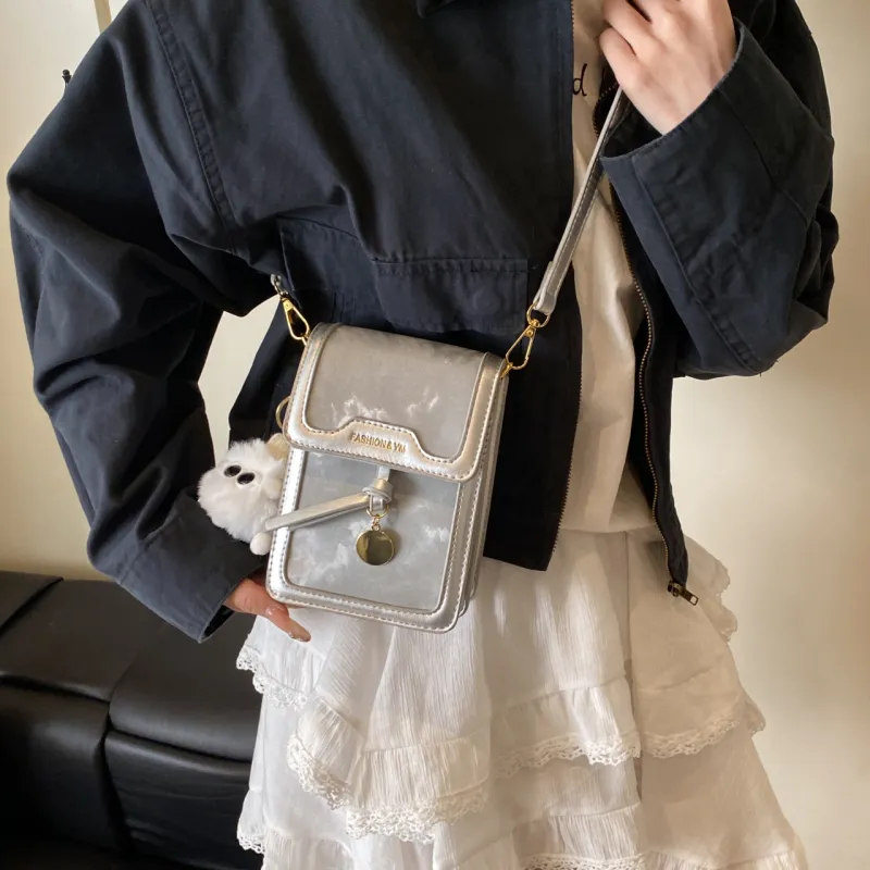 Yalu PU Cell Phone Pouch Crossbody Bags Shoulder Bags Regular Women's Black/Silver/Pink/White-9