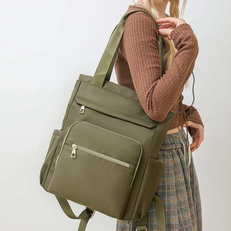 Yalu Nylon Fabric Backpack Women's Cherry Blossom Pink/Olive Green/Pearl White/Classic Black/Khaki/Coffee-3
