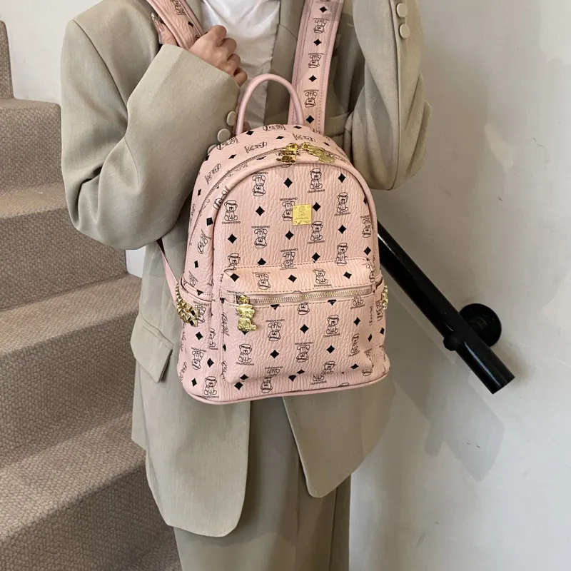Yalu PU Backpack Tubas Women's Black/White/Brown/Pink-21