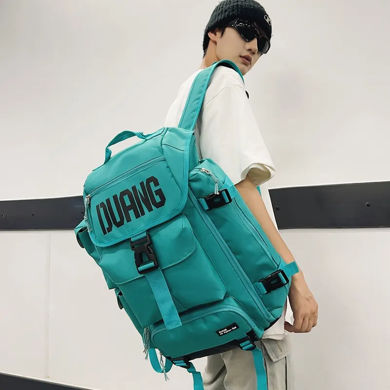 Yalu Oxford With Leather Film Backpack Unisex Multicolor-19