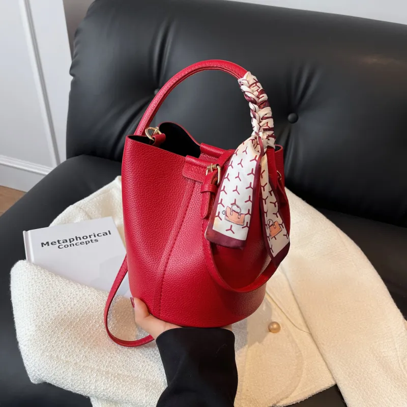 Yalu PU Handbag, Shoulder Bag Women's Black/Red-10