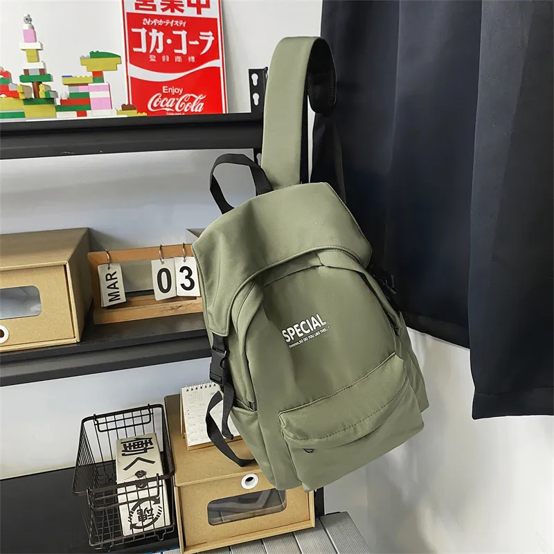 Yalu Nylon Backpack Unisex White/Black/Green/Blue-11