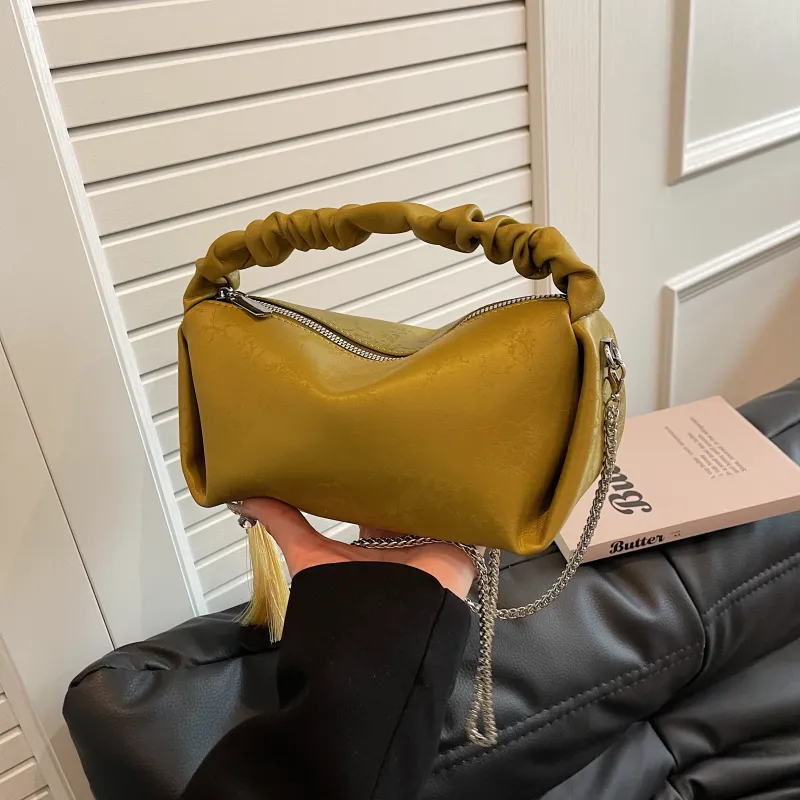 Yalu PU Pillow Bag, Handbag, Shoulder Bag, Crossbody Bag Women's Green/Silver/Black/Ecru-3