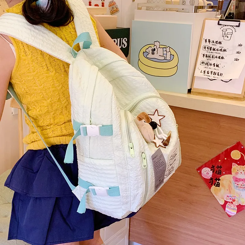 Yalu Nylon Fabric Backpack Regular Women's Light Yellow/Black/Light Green/Lake Blue/Pink-13
