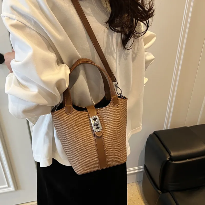 Yalu PU Bucket Bag, Shoulder Bag, Crossbody Bag, Handbag Regular Women's Black/Brown/Khaki/White-11